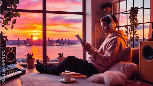 Urban Sunset Vibes: A Cozy Creative Haven