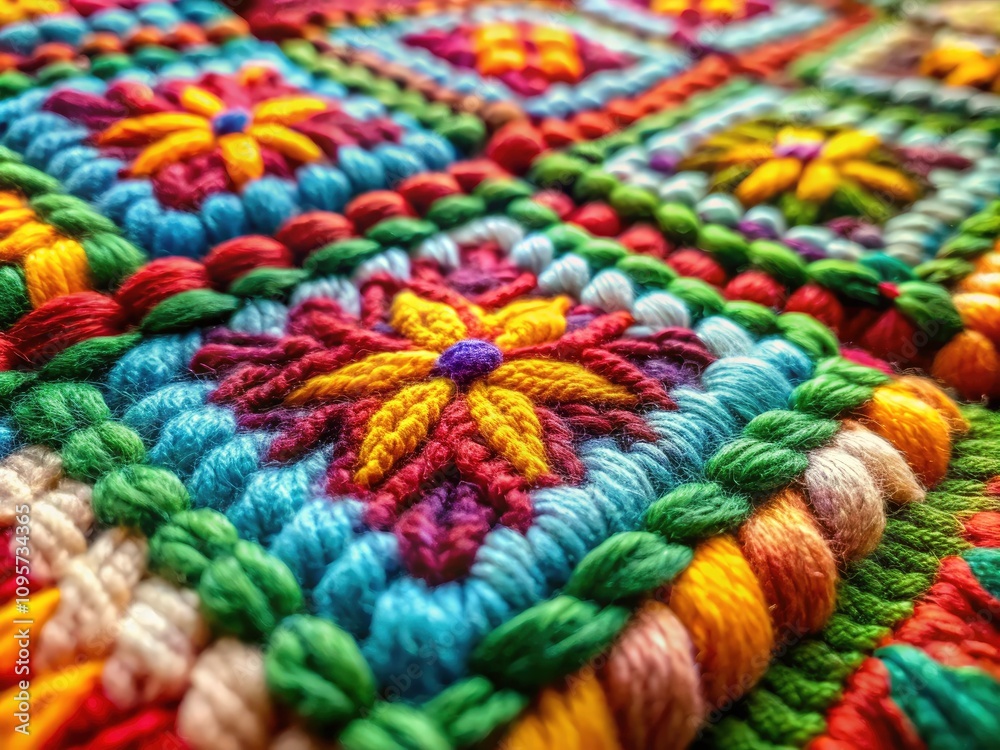 Intricate Knitted Wool Embroidery Art: A Beautiful Display of Detailed Patterns and Textures in Textile Craftsmanship Intricate Knitted Wool Embroidery Art: A Beautiful Display of Detailed Patterns and Textures in Textile Craftsmanship
