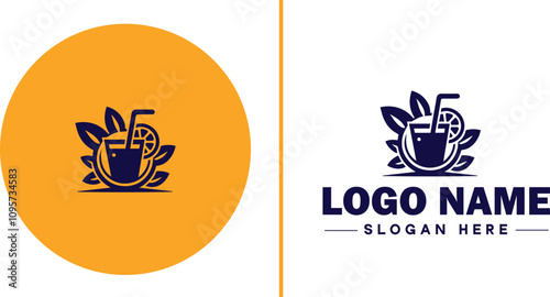 juicing Company icon Juice bar Juice shop Cold-pressed juice company flat logo sign symbol editable vector