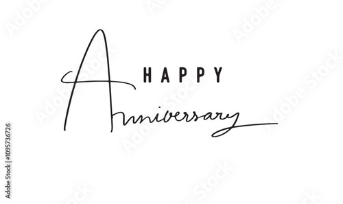 Happy anniversary text font calligraphy script hand written lettering party celebration design banner birthday greeting congratulation wedding romance love heart together success married business art