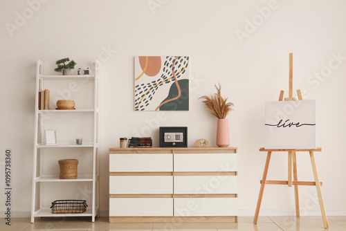 Interior of room with shelv...