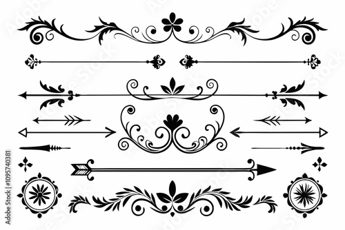 Dividers collection in art deco style. create a collection of ornate dividers featuring white background
