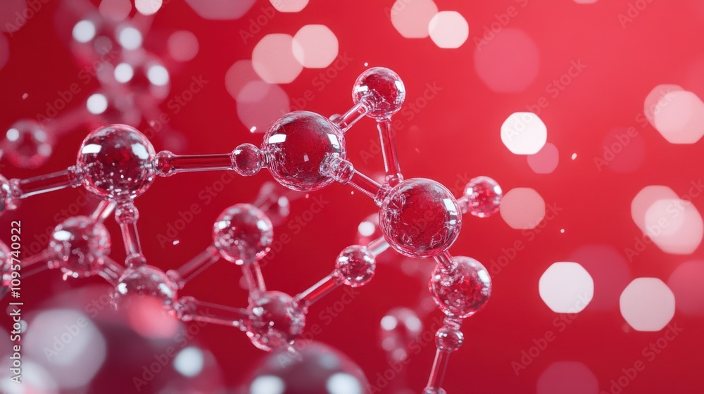 A close-up of molecular structures with a red background, illustrating scientific concepts. A close-up of molecular structures with a red background, illustrating scientific concepts.