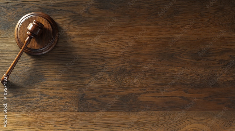 Courtroom action gavel on wooden surface law context judicial environment close-up view legal authority concept Courtroom action gavel on wooden surface law context judicial environment close-up view legal authority concept
