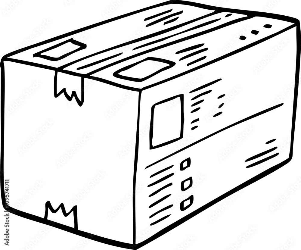 hand drawn cute cartoon paper box packaging illustration.