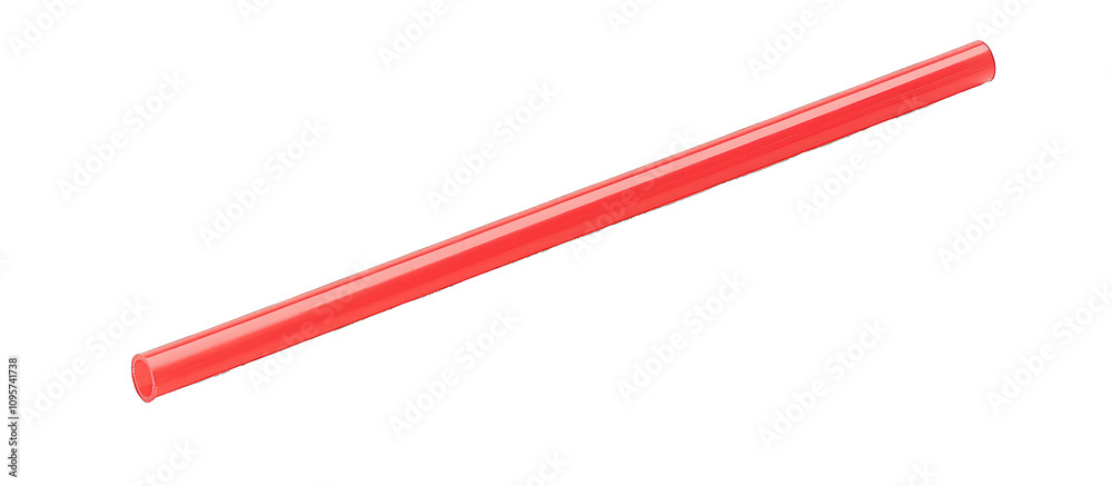 Isolated red plastic drinking straw in a close-up view with a clipping path. Isolated red plastic drinking straw in a close-up view with a clipping path.