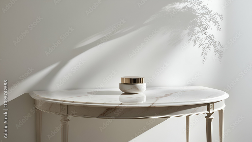 custom made wallpaper toronto digitalmarble table with tree shadow drop on white wall background for mockup product display, shadow, white marble table, product, light, tree's branch, indoor