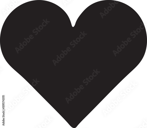 Heart Icon Vector Silhouette , Heart Illustration Drawing Line Art , heart on black