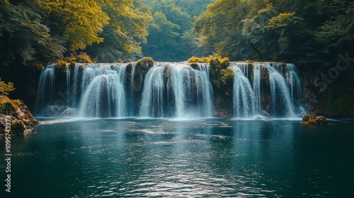 Beautiful aerial view of the waterfall
