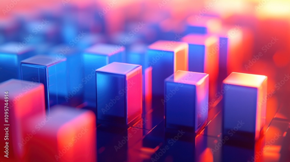 Abstract geometric design with colorful cubes creating a vibrant digital landscape. Abstract geometric design with colorful cubes creating a vibrant digital landscape.
