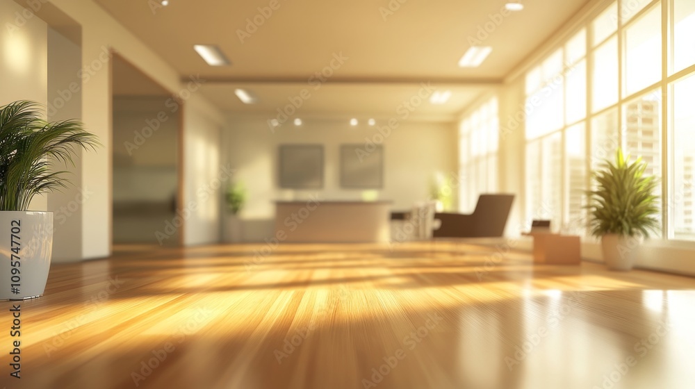 Fototapeta premium Modern office interior design urban setting high-quality image bright environment wide angle concept of productivity and comfort