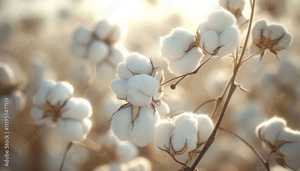 Cotton plants in soft focus, an artistic nature depiction, exuding simplicity and purity. Cotton plants in soft focus, an artistic nature depiction, exuding simplicity and purity.