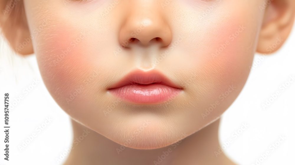 84. A close-up diagram of a child's face structure, emphasizing roundness, on a white background 84. A close-up diagram of a child's face structure, emphasizing roundness, on a white background