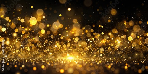 Beautiful golden bokeh particles abstract light on black background, bokeh, golden, particles, abstract, light, black