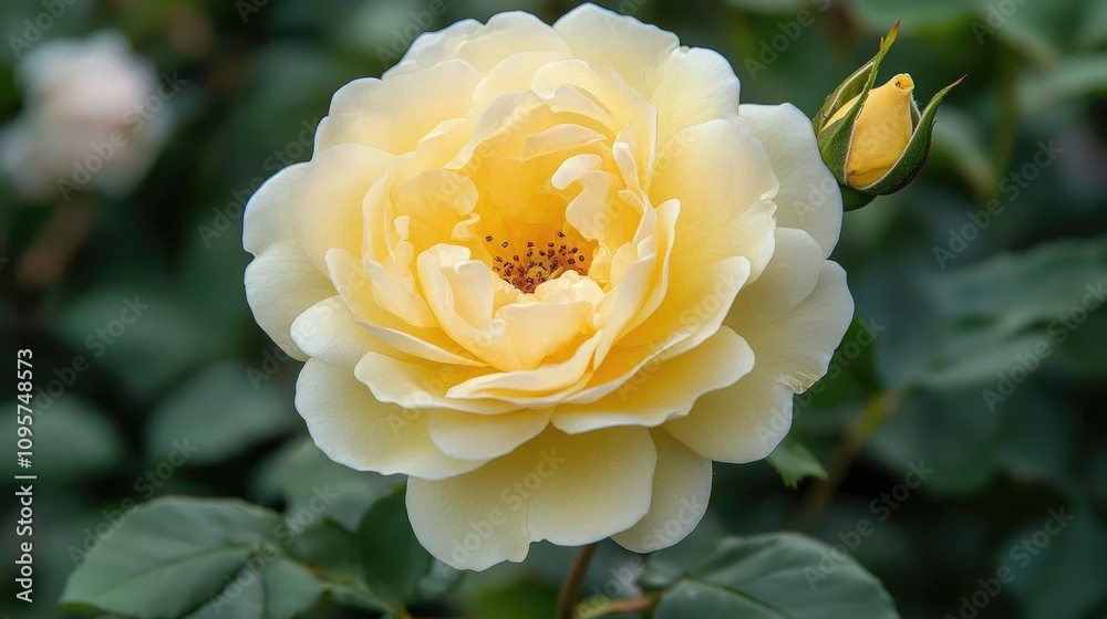 Beautiful yellow rose in close-up, highlighting its cheerful, sunny petals and delicate texture Beautiful yellow rose in close-up, highlighting its cheerful, sunny petals and delicate texture