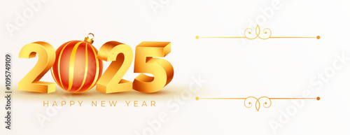 3d golden 2025 new year festive banner with text space