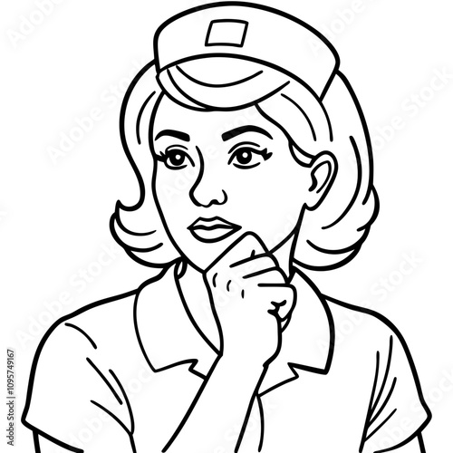 emale nurse is thinking