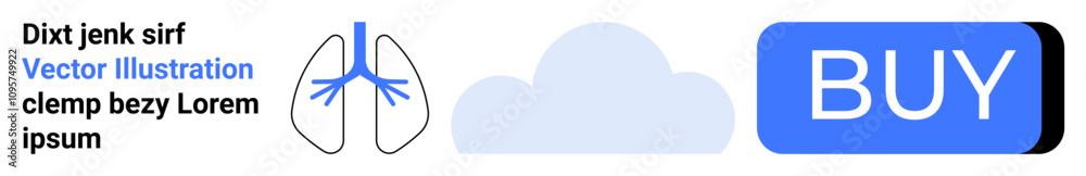 Medical lungs icon, cloud icon, text segments, blue BUY button. Ideal for medical themes, online shopping, health awareness, cloud computing, IT services, digital marketing. Landing page Medical lungs icon, cloud icon, text segments, blue BUY button. Ideal for medical themes, online shopping, health awareness, cloud computing, IT services, digital marketing. Landing page
