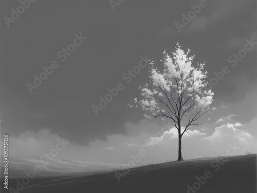 tree in fog
