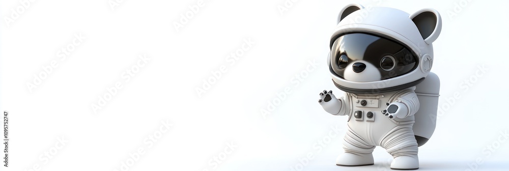 A cute bear character in a white astronaut suit, ready for space exploration. A cute bear character in a white astronaut suit, ready for space exploration.