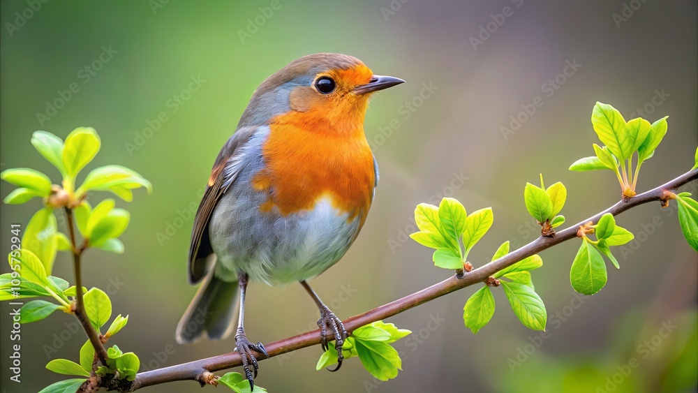 Beautiful close-up of a vibrant bird perched on a branch surrounded by fresh green leaves, creating a serene nature scene in a soft blurred background. Beautiful close-up of a vibrant bird perched on a branch surrounded by fresh green leaves, creating a serene nature scene in a soft blurred background.