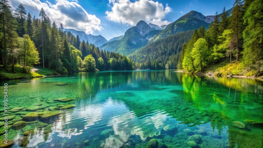 Tranquil Gr?ner See in Styria, Austria with crystal clear waters , hiking, tourism, nature, lake, clear water, green Tranquil Gr?ner See in Styria, Austria with crystal clear waters , hiking, tourism, nature, lake, clear water, green