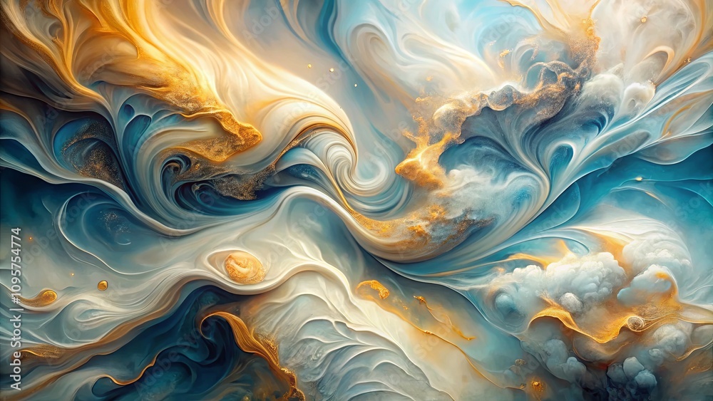 Swirling Abstract Art Depicting Cosmic Elements with Energetic Blues, Warm Oranges, and Soft Whites Reflecting the Beauty of the Universe Swirling Abstract Art Depicting Cosmic Elements with Energetic Blues, Warm Oranges, and Soft Whites Reflecting the Beauty of the Universe
