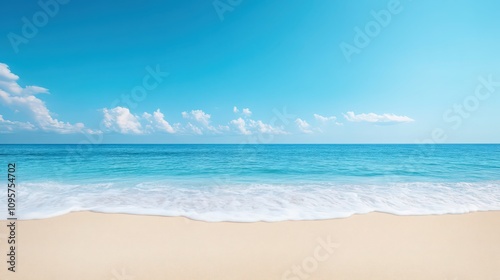 A beautiful blue ocean with a white sandy beach