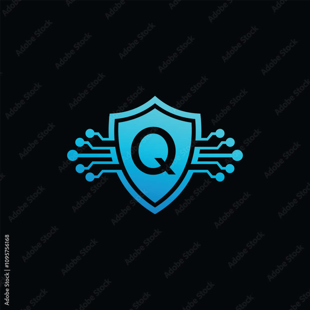 Q letter Logo with Shield, Q shield logo design template Q letter Logo with Shield, Q shield logo design template