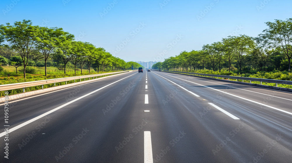 Empty express lane on highway during off-peak hours, symbolizing efficiency and opportunity in a calm, uncluttered environment. Empty express lane on highway during off-peak hours, symbolizing efficiency and opportunity in a calm, uncluttered environment.