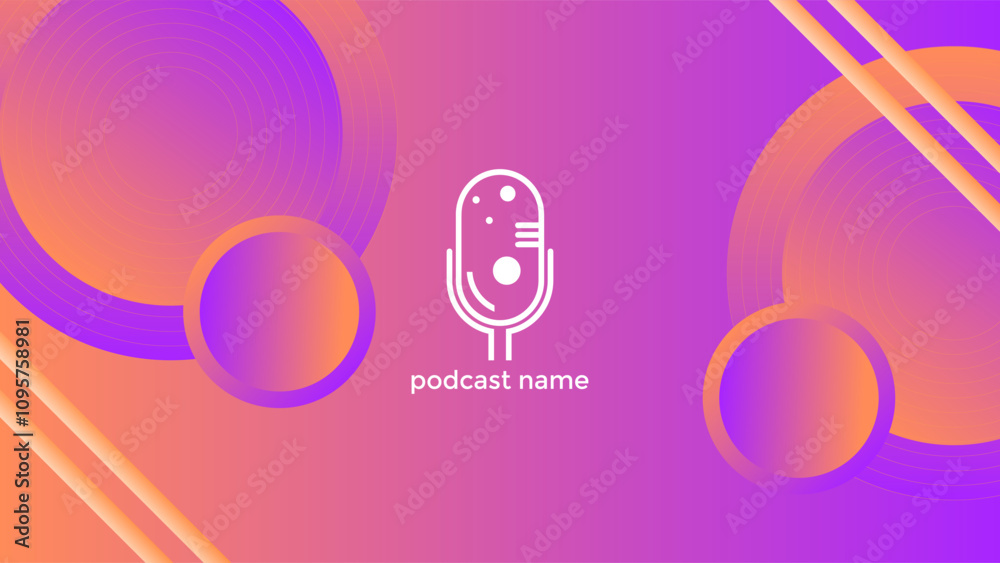 Obraz premium PODCAST GRADIENT ORANGE PURPLE BACKGROUND COLORFUL WITH CIRCLE GEOMETRIC SHAPES COLOR SIMPLE TEMPLATE DESIGN VECTOR. GOOD FOR COVER DESIGN, BANNER, WEB,SOCIAL MEDIA