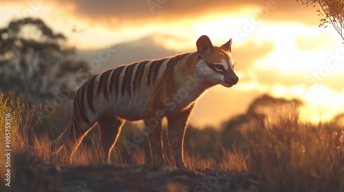 Thylacine sunset silhouette. photo