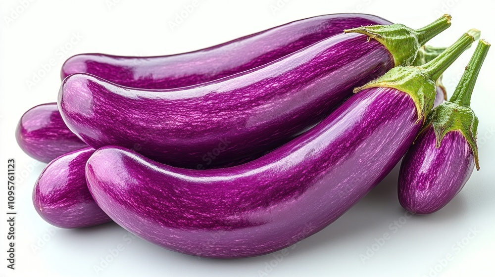 Vibrant Purple Eggplants: A Close-Up Still Life Vibrant Purple Eggplants: A Close-Up Still Life