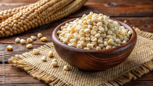 Whole Dried Hominy, a traditional Mexican ingredient made from dried field corn kernels, dried, hominy, maize, corn