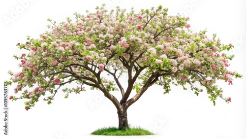 Apple tree flowers isolated on white background, apple tree, flowers, isolated, white background, spring, blooming, nature