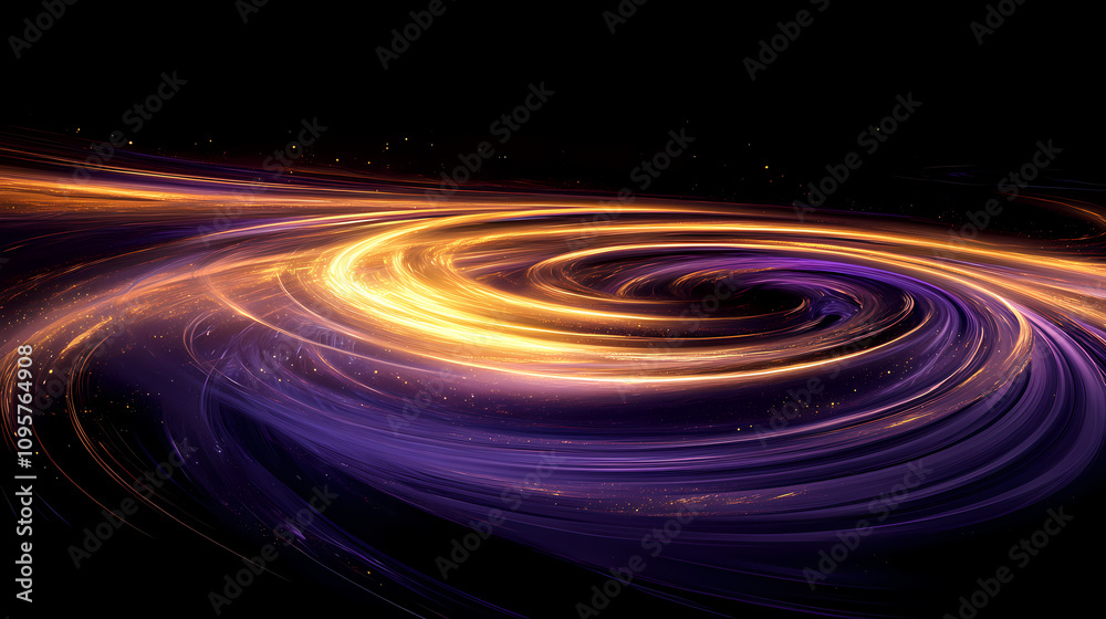Abstract cosmic whirl: glowing gold and purple. Whirling Cosmic Galaxy. Illustration Abstract cosmic whirl: glowing gold and purple. Whirling Cosmic Galaxy. Illustration