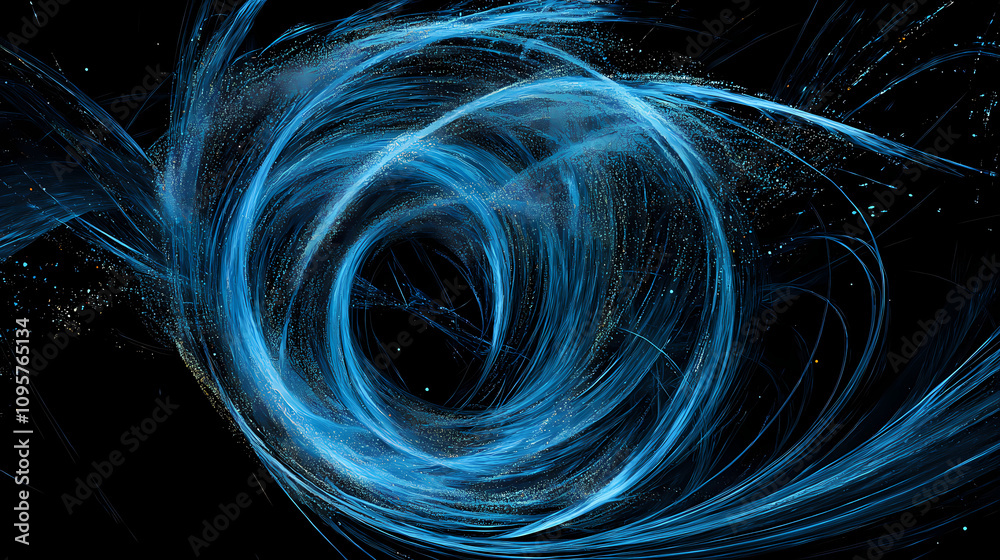 Abstract blue particles swirling in motion. Whirling Cosmic Galaxy. Illustration Abstract blue particles swirling in motion. Whirling Cosmic Galaxy. Illustration