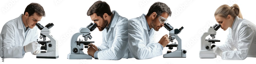set of A modern lab, analyzing samples under a microscope in high-definition, modern laboratory, analyzing samples through a microscope, advanced laboratory, microscope, on a transparent backgrounds set of A modern lab, analyzing samples under a microscope in high-definition, modern laboratory, analyzing samples through a microscope, advanced laboratory, microscope, on a transparent backgrounds