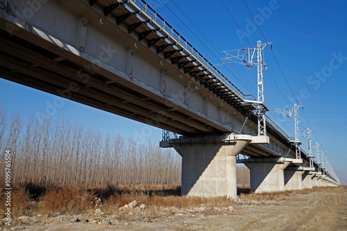 Elevated concrete bridge structure