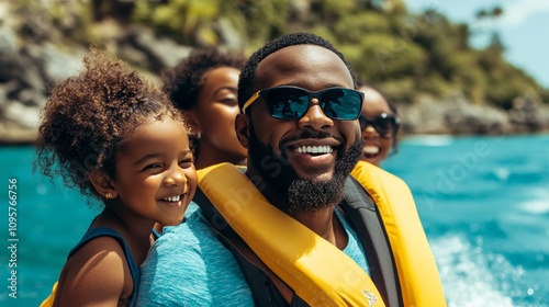 Celebrating togetherness  black families enjoying group vacations and memorable boat adventures photo