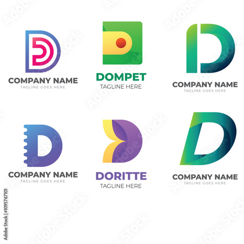 d alphabet letter Corporate business company marketing logo design elegant and badge design collection  vector logo