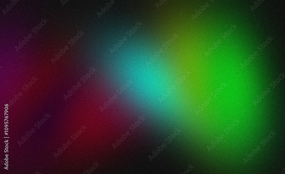 Green red blue dark glowing color gradient grainy background. Abstract smooth vibrant colors flow, bright color spot, noisy gradient texture, website header design, backdrop