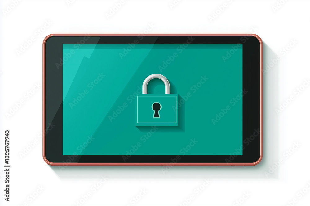tablet displaying padlock symbol, representing digital security tablet displaying padlock symbol, representing digital security