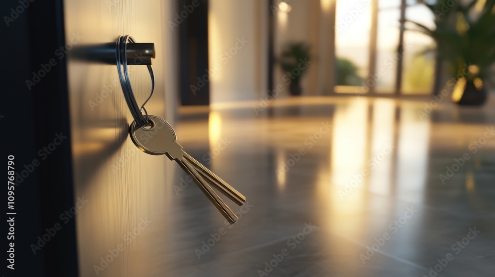 Keys in door, new home. Keys in door, new home.