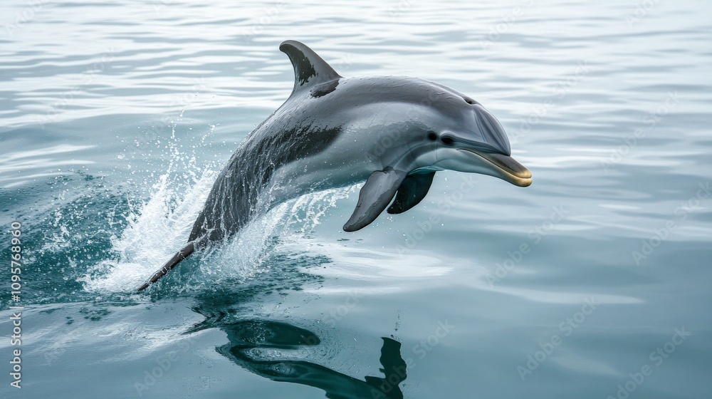 Dolphin Leaping from Water Creating Ripples Dolphin Leaping from Water Creating Ripples