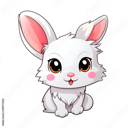 Cute little rabbit cartoon transparent background PNG