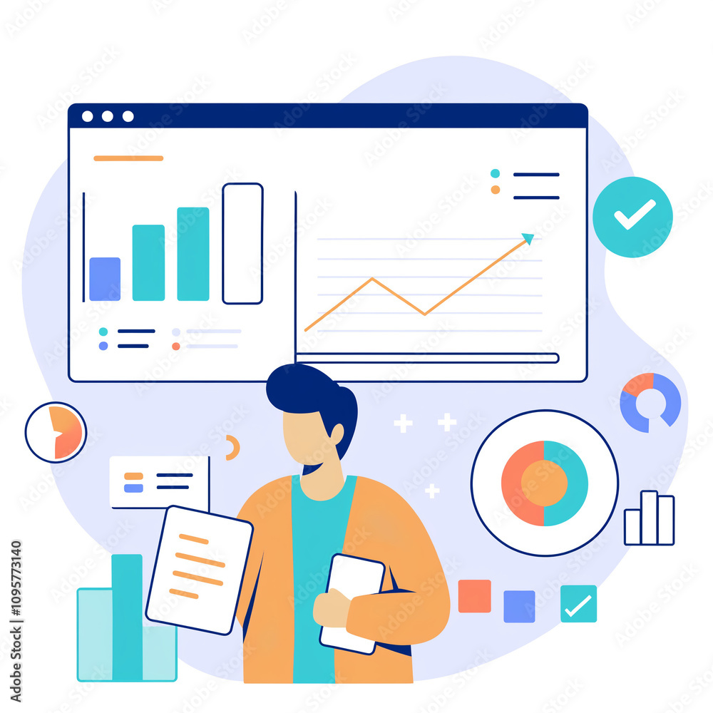Fototapeta premium Business Marketing illustrations. Mega set. Collection of scenes with men and women taking part in business activities.