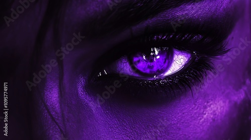 Intense Purple Eye: A Close-Up Digital Painting. AI Generated