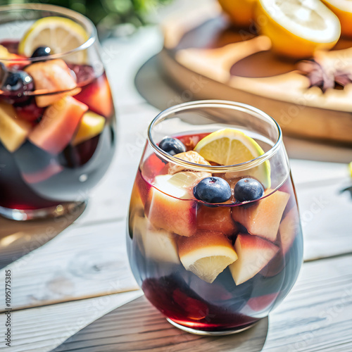 Close-up of delicious drinks, Sangria photo