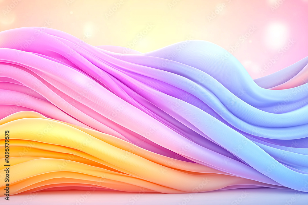 Εκτύπωση καμβά A colorful, flowing piece of fabric with a bright, sunny background